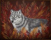 Canvas Paintings - Fall Wolf - Acrylic