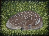 Canvas Paintings - Tired Fawn - Acrylic